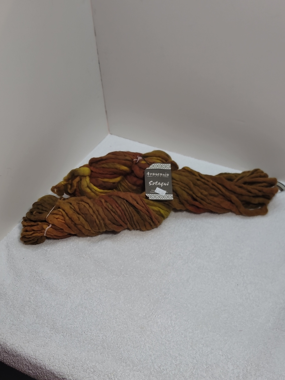 Handspun Wool Yarn in Autumn Brown and Mustard NWT 2 skeins